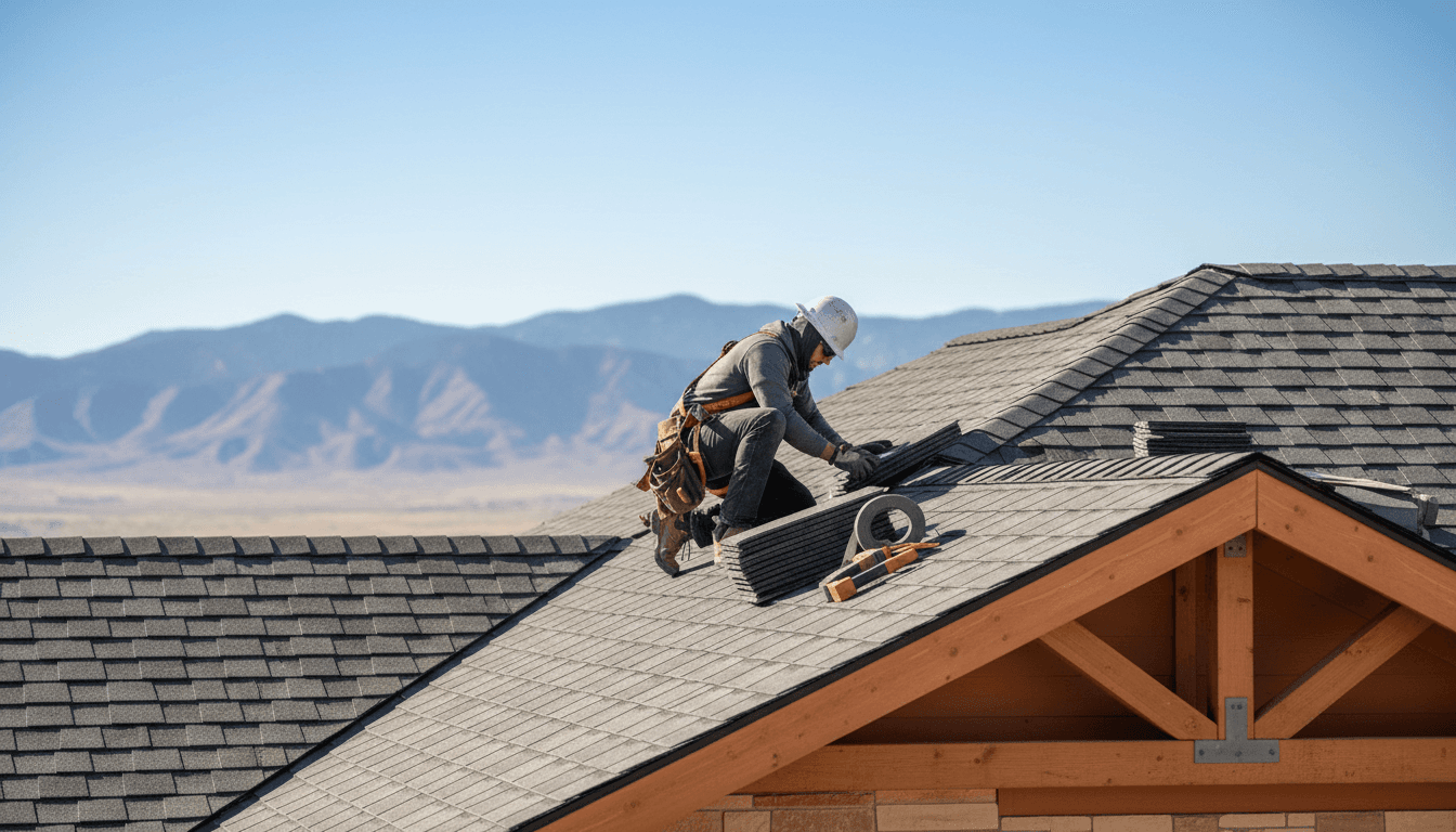 Roofer installing quality roofing materials on a residential home in Carbon County, Utah