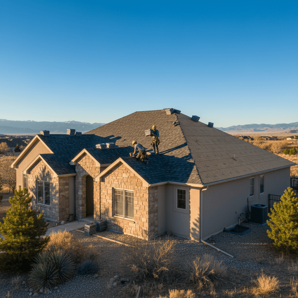 New residential roof installation in progress