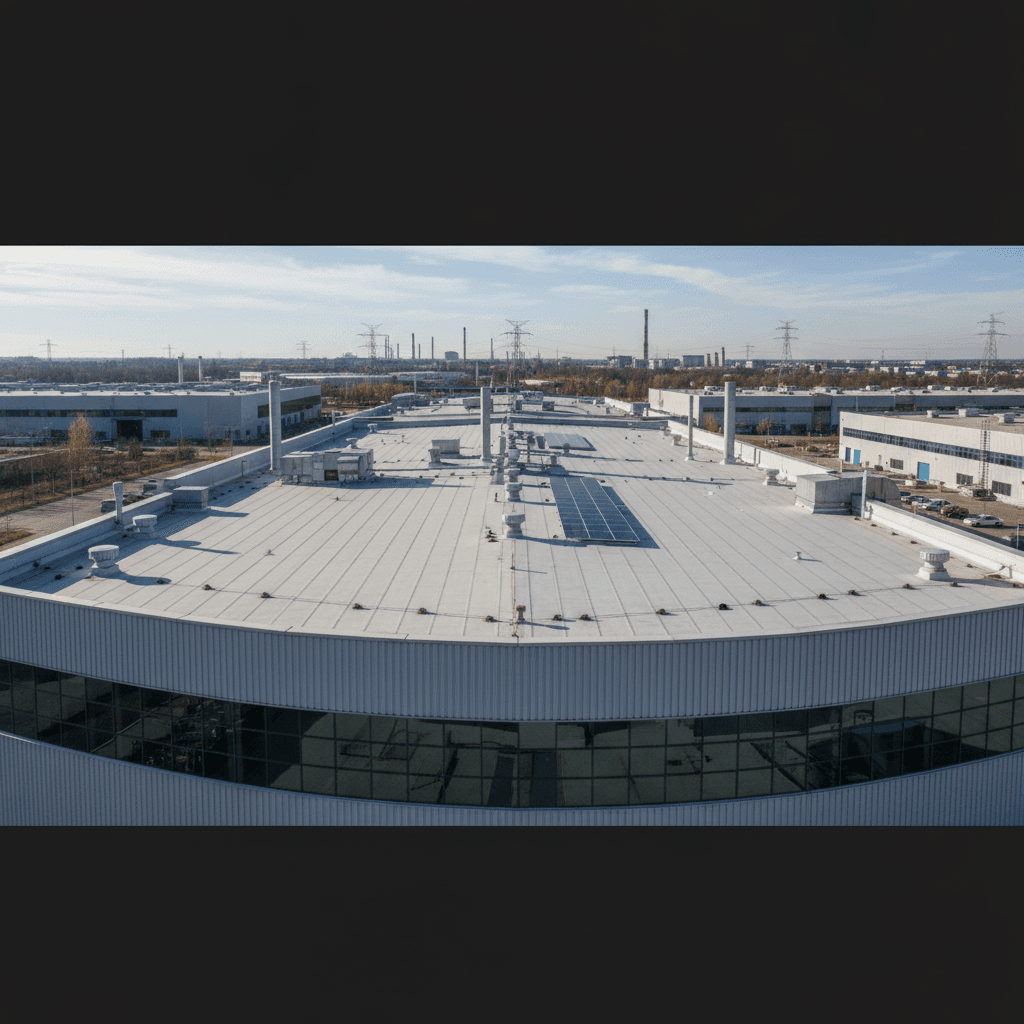 Commercial building with professional roofing system