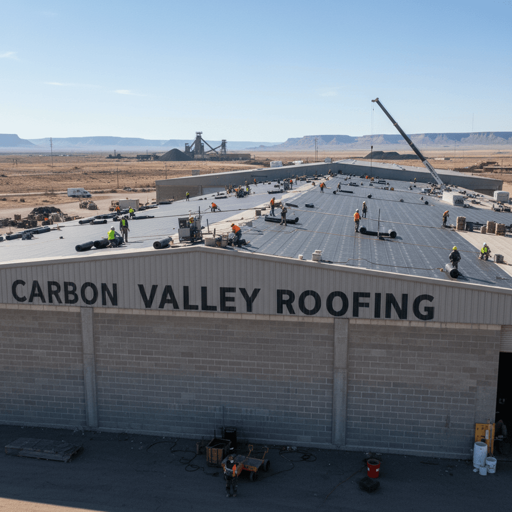 Commercial roofing project installation on a Utah business building
